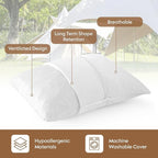 Small Shredded Memory Foam Pillow, Camping Pillow Travel Pillow - Compressible Medium Firm, Breathable Cover, Ideal Backpacking Hiking, Airplane and Car (Off-White, S)