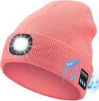 Bluetooth Beanie with Light, USB Rechargeable LED Headlamp Winter Hat, Men Women Valentine's Day Gifts