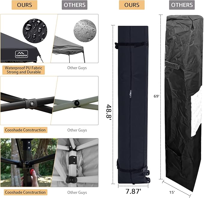 KAMPKEEPER 10x10 Pop Up Commercial Canopy Tent - Waterproof & Portable Outdoor Shade with Adjustable Legs, Air Vent, Carry Bag & Sandbags(Black)