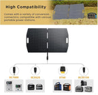 LVYUAN 100W Solar Panel 12V Foldable ETFE Conversion Rate 22.5% Monocrystalline IP65 Waterproof Compatible with XT60 DC5525 DC7909 DC35135 Fast Charging Foldable with Stand High Efficiency