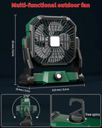 Personal Fan Camping Fan rechargeable, 20000mAh Battery powered fan with LED Lantern,270°Head Rotation, Small Table Fan Portable, USB Desk Fans with Hanging Hook for Travel Camping Tent Office, Green