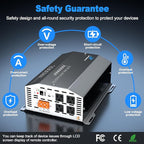2000 Watts Pure Sine Wave Inverter 12V DC to 110V/120V AC Converter, 4000W Peak, LCD Remote Control, 4 AC Outlets, USB & Type-C – for RV, Truck, Off-Grid Solar, Emergency Power Backup