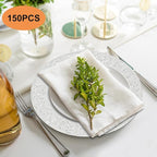 150 Pcs Silver Charger Plates Bulk, 13" Round Dinner Charger Plates, Decorative Plastic Embossed Table Chargers for Wedding Christmas Party Baby Shower Event Decoration (Silver)
