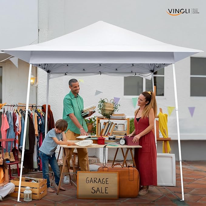 VINGLI 8x8 Pop Up Canopy Tent with Sidewall, Outdoor Canopy with Backpack, Tent for Parties Pop Up Gazebo Portable Easy Up