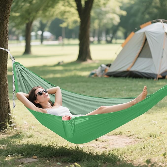 Yard Hammock Clover Green Portable Hammocks with Tree Straps 114" x 54"