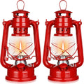 2 Pcs Hurricane Lantern 10 Inch Original Oil Burning Lantern Vintage Hanging Oil Lamp Outdoor Indoor Decorative Kerosene Fuel Lanterns for Camping Home Patio(Red)