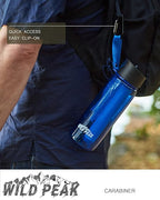 Wild Peak Stay Alive-4 Outdoor 4-Stage Water Filter Straw Emergency 22oz Bottle with Activated Carbon for Survival, Camping, Hiking, Climbing, Backpacking (1500 Liters)