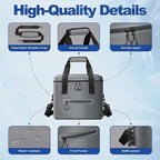 Insulated Cooler Bag, 7/16/30 Can Collapsible with Bottle Opener for Lunch Coolers for Picnic, Beach, Work, Trip - Soft Ice Coolers Bags with Zipper Foldable Portable Stands Upright