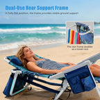 SUNNYFEEL Low Beach Chairs for Adults 5 Position Lay Flat, Portable Folding Backpack Beach Chair Heavy Duty with Cooler Bag, Cup Holder for Outdoor/Lawn/Picnic, Foldable Camping Chair