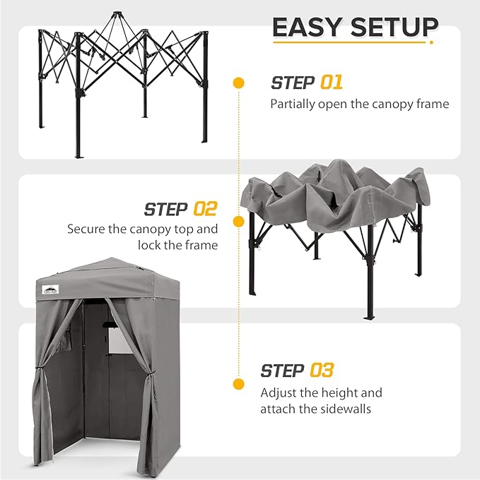 EAGLE PEAK Flex Ultra Compact 4x4 Pop-up Canopy Tent with Vented Top, Sun Shelter, Fast Set Up Changing Room, Portable Privacy Canopy for Camping, Photoshoots, and More (Gray)