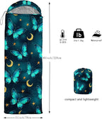 QOOMO Axolotl Cute Camping Sleeping Bags,3 Season Warm & Cool Weather,Lightweight,Waterproof Sleeping Bags for Adults & Kids,Traveling,and Outdoors