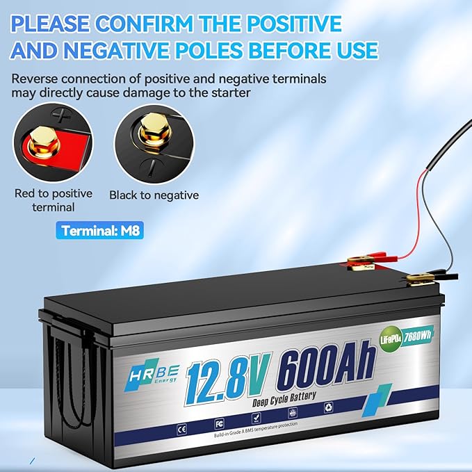 12V 600Ah LiFepo4 Battery Rechargeable Lithium Batteries with 200A BMS, UP to 5000+ Deep Cycles, Perfect for Boat, Marine, RV, Solar, Trolling Motor
