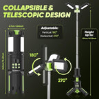 Portable Camping Lights with Stand, 5000LM Rechargeable LED Flashlight, 9 Color Modes, Collapsible Camping Lantern Tent Light with Magnetic Base for Power Outages, Camping & Emergency(Green)