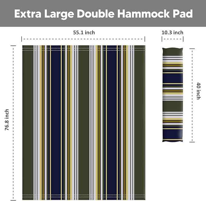 SUNCREAT Outdoor Portable Hammock Pad, 2 Person Polyester Hammock Pad, Dark Green