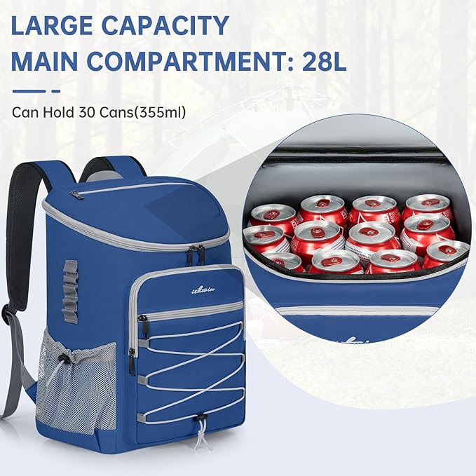 Cooler Backpack, Portable Insulated Leakproof Backpack for 33 Cans (330ml), Lightweight Insulated Soft Cooler Backpack for Picnic, BBQ Camping, Lunch, Beach and Hiking, for Men and Women