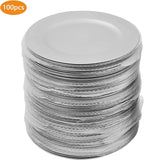 100 Pcs Charger Plates Bulk, 13 Inch Round Charger Plates Set, Table Decoration Dinner Tray for Wedding Party Baby Shower (Silver)