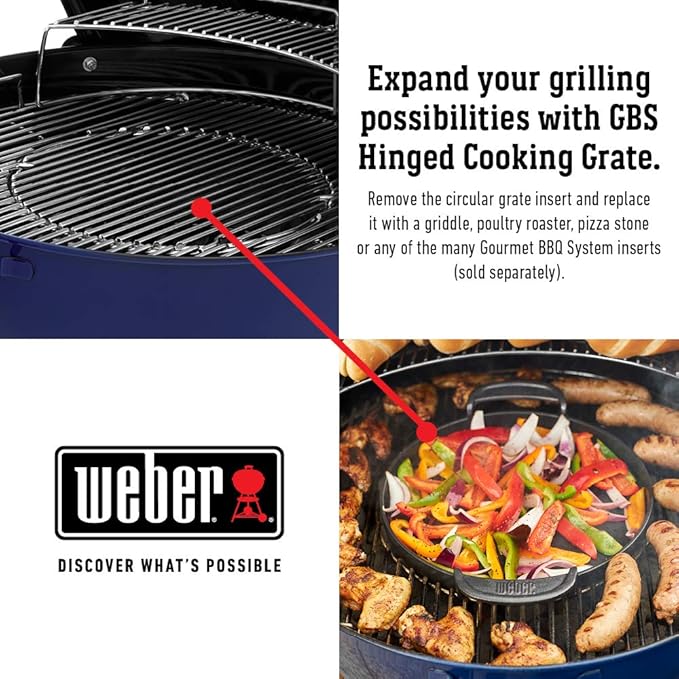 Weber Master-Touch Charcoal Grill, 22-Inch, Deep Ocean Blue – Premium Outdoor BBQ Grill with Tuck-Away Lid Holder & One‑Touch™ Cleaning System, Porcelain‑Enameled Kettle