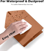 Tissue Box Cover for PU Leather, Modern Simple Solid Color Holder Square Tissue Bag, Ideal for Bathrooms,Office,Car,Nightstand,Outdoor Tent,Dining Table,5"X5"X5", Double Camel