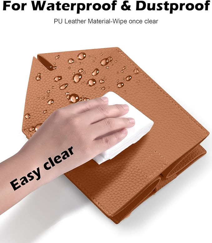 Tissue Box Cover for PU Leather, Modern Simple Solid Color Holder Square Tissue Bag, Ideal for Bathrooms,Office,Car,Nightstand,Outdoor Tent,Dining Table,5"X5"X5", Single Camel