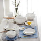 Milky White Porcelain Tableware Set Home Simplicity Combination Tableware Set of Bowls Dessert Plates Soup Plates Dinner Plates 69 Piece Set