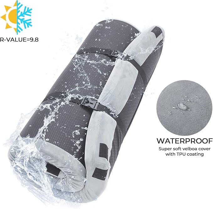 Kingfun 3 Inch CertiPUR-US Memory Foam Camping Mattress, Waterproof Roll up Sleeping Pad, Thick Floor Sleeping Mats for Tent with Removable Travel Bag