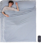 100% Cotton Sleeping Bag Liner with Full Length Zipper on 3 Sides; Single/Double Adult Sleep Sack for Travel & Camping, Multifunctional Travel Sheets (Unzipped 87”x87”) for Hotel, Lightweight