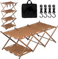 Folding Camping Table Portable Multi-Functional 4-Tier Picnic Rack Carbon Steel 37" with Storage Bag and 4 Hooks Indoor Outdoor, Heavy Duty, Portable, for Picnic, Party, Camping