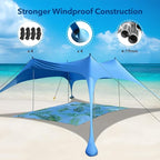 Beach Canopy Tent with UPF50+ Protection Sun shelter Umbrella Portable Camping Tents 12X12FT Include Beach Blanket Phone Case with Sandbags Poles Anti-Wind Ropes for Beach Camping Backyard Picnics