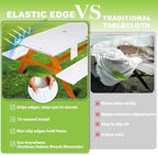 Picnic Table Cover with Bench Covers Vinyl Elastic Edges Fitted Rectangle Seat Tables Waterproof 3-Piece72X30in Set Outdoor Rectangular Folding Backing Tablecloth for Camping Over Size