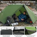 ATEPA Voyage 1-2 Person Backpacking Tent, 4 Season Ultralight Camping Tent, 4000mm Waterproof Double Layer Cold Wearther Easy Set Up Tent for Family Camp Hiking Hunting Outdoor Mountaineering Travel