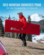 MOBI GARDEN Gennye Insulated Sleeping Pad for Backpacking - R-Value 6.5 Cold Weather Camping Mat, Double Chamber Safety Inflatable Air Mattress, 3.5" Thick, Quiet 40D Ripstop Nylon