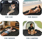 Car Air Mattress - Inflatable Camping Bed Compatible with Tesla Model Y, Thickened Flocked AirBed for Trunk/Backseat/Sedan/SUV/RV, Sleeping Pad with Pump and 2 Pillows for Camping Travel Outdoor Black