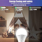 Emergency Rechargeable Light Bulbs, Stay Lights Up When Power Failure, 1500mAh 12W 60W Equivalent LED Light Bulbs for Home, Camping, Hiking ((with Hook,with Plug Cap,with socket adapter) 6 Pack