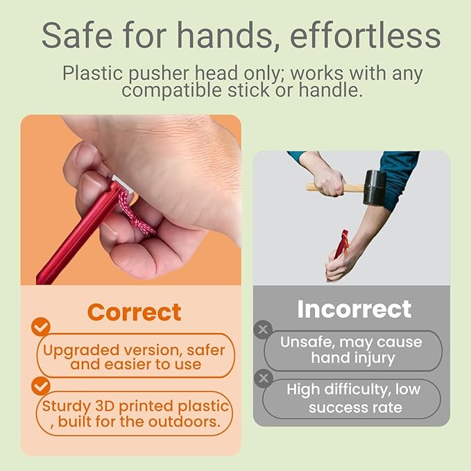 [2 Pack] 3D Printed Tent Stake Pusher Caps for MSR Groundhog & Mini – Fits 7.5" & 6" Stakes – Ultralight Durable Plastic Caps – Camping & Backpacking Tool for Easy Tent Setup and Outdoor Gear