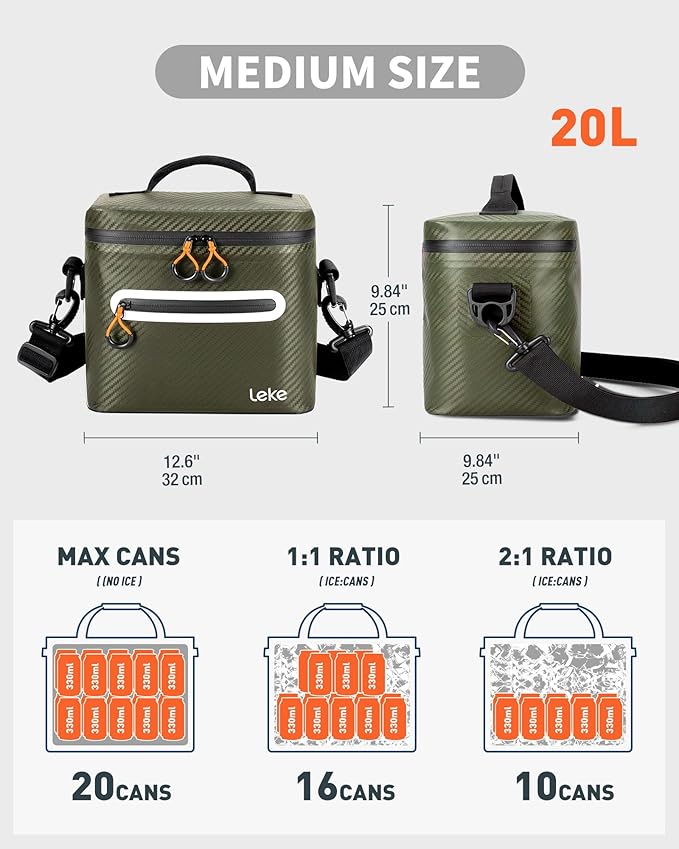 Soft-Sided Cooler Bag, 8/16 Can Insulated Lunch Box, Waterproof, Leak-Proof, Portable Lunch Bag for Work, Beach, Drink, Travel, Camping, Picnic, Gift