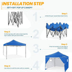 COBIZI 10x10 Pop Up Canopy Commercial Heavy Duty Instant Canopy with 4 Sidewalls, UV 50+ Silver Coated Waterproof Vendor Tent, Portable Shelter with Carry Bag, Event Tent for Parties Patio, Blue