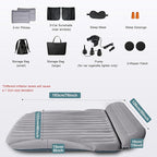 SUV Air Mattress, Double-Sided Thick Flocked Car Air Mattress with Built-in Pump & Pillow, Complete Sleeping Accessories for Auto Camping & Road Trips（Light Grey）