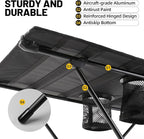 ZUNE LOTOO Portable Camping Table Folding, Small Beach Table Foldable with Drink Holder & Mesh Storage & Carry Bag Compact Camp Tent Side Table for Picnic Tailgate Travel Outdoor Fishing Backpacking