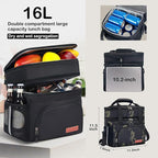 Tactical Lunch Box for Men & Women – Expandable 16L Double Deck Insulated Cooler Bag for Work, Construction & 12-Hour Shifts – Heavy Duty Leakproof Large Meal Prep Tote with Shoulder Strap