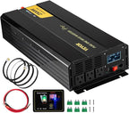 VEVOR 2500W Pure Sine Wave Inverter, 12V DC to 120V AC Car Inverter, 3 AC Outlets, USB Port, LCD Display, Remote Controller, Black, for RV Truck Car Solar System Travel Camping