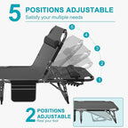 ABORON Chaise Lounge Chair,5 Positions Padded Outdoor Tanning Chair,Heavy Duty Portable Lounge Chair for Outdoor Sunbathing Patio Pool Lawn Deck Poolside,Support up to 440 Lbs