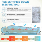 ATEPA Down Sleeping Bag for Adults, Recycled Ultralight 35°F 40°F 45°F 50°F 650FP / 700FP 3 Season Compact Sleeping Bags with Compression Sack for Backpacking Camping Hiking, Can Be Attached to Pad