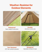 Hot Tent for 4-6 Person, Winter Tipi Tent with Stove Jack, Waterproof Canvas Camping Tent, 4 Season Shelter for Hiking Backpacking - L Size