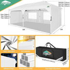 COBIZI 10x20 Pop Up Canopy: Canopy Tent with Patented Center-Lock Tech | Quick-Setup,UV-Reflective & Detachable Walls | 210D Waterproof |3 Height Adjustments for Parties,Weddings,Outdoor Events(White)
