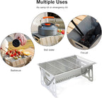 Mini Portable Charcoal Grill,Small BBQ Grill Tabletop Fire Pit for Camping Patio Outdoor Stainless Steel Camping Folding Barbecue Grills Backpacking Grills