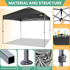 COBIZI 10x10 Pop Up Canopy Tent, Outdoor Party Tent with 4 Sidewall One Push Setup Glow, 3 Adjustable Height Air Vent Waterproof UPF50+, Bag, 4 Sandbag, 8 Stake, 4 Rope for Beach, Commercial