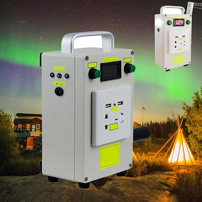 Hand Crank Power Emergency Charger 220V, Portable Outdoor Large Capacity Camping Generator 6600Mah Easy to Store Suitable for Home Power Outages,Off Grid