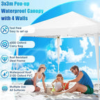 COBIZI Canopy 10x10 Pop Up Canopy Tent Party Tents for Parties Weddings Backyard Waterproof Canopy Outdoor Commercial Canopy Event Tent with Stakes, Ropes, Sandbags, White