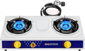 20000 BTU power outdoor camp yard hiking camping propane stove cooker grill with CSA listed regulator and gas hose, white color