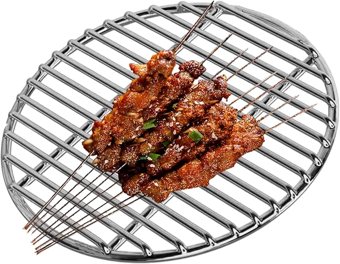Replacement Grill Grate, BBQ Cooking Grate, 15 Inch Round Stainless Steel Grill, Portable Baking Tray for Camping, Picnic, Garden